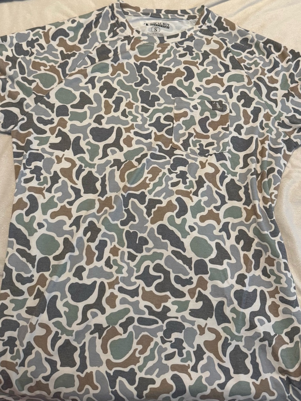Local Boy Outfitters Pocket Camo Tee in Olive, Gray & Brown